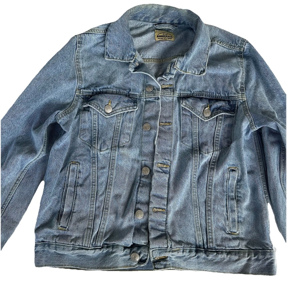 Sears Roebucks Denim Trucker Jacket Mens Medium 100% cotton Jean jacket - Picture 3 of 11
